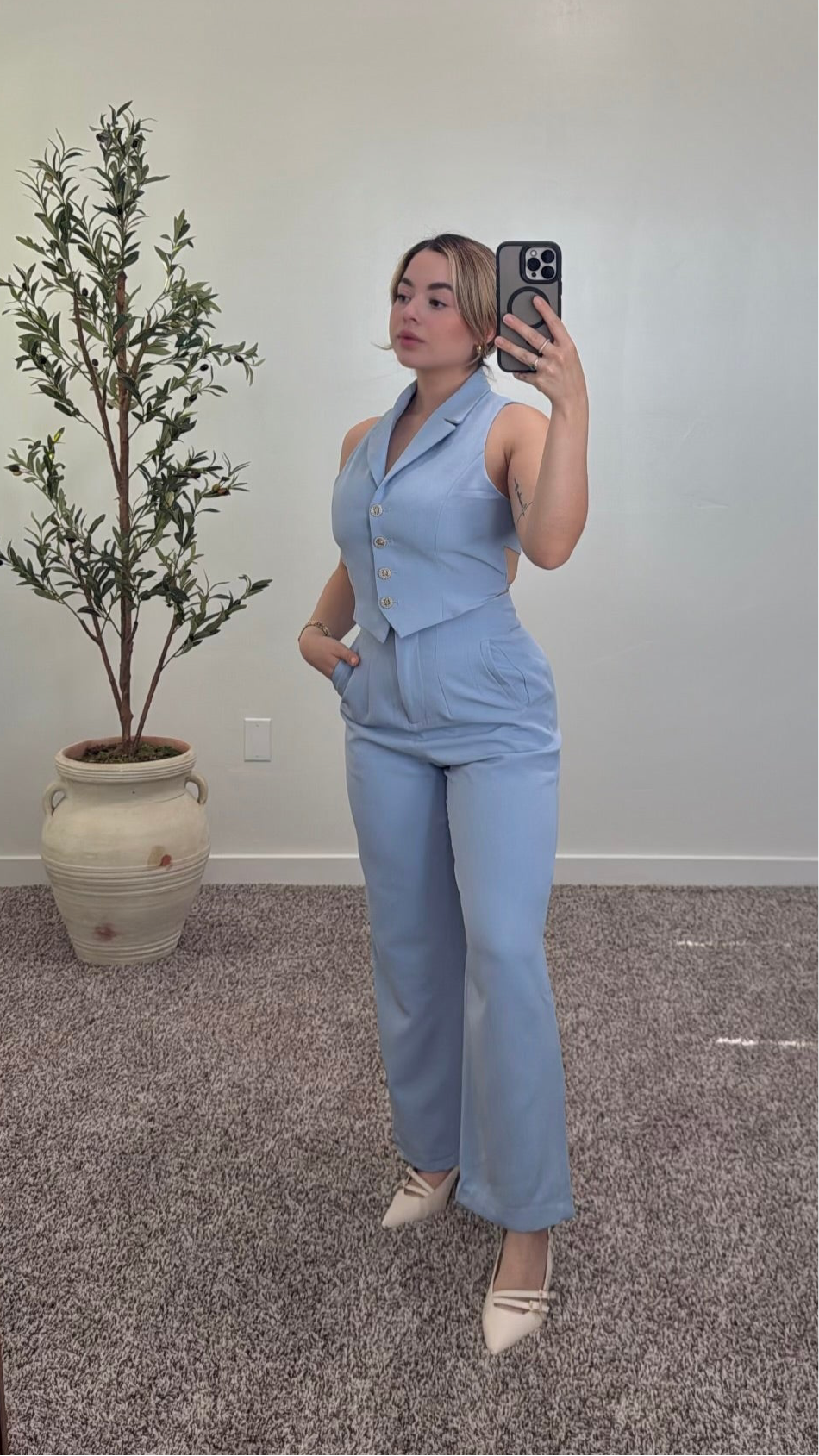 Classy Vest Set Blue