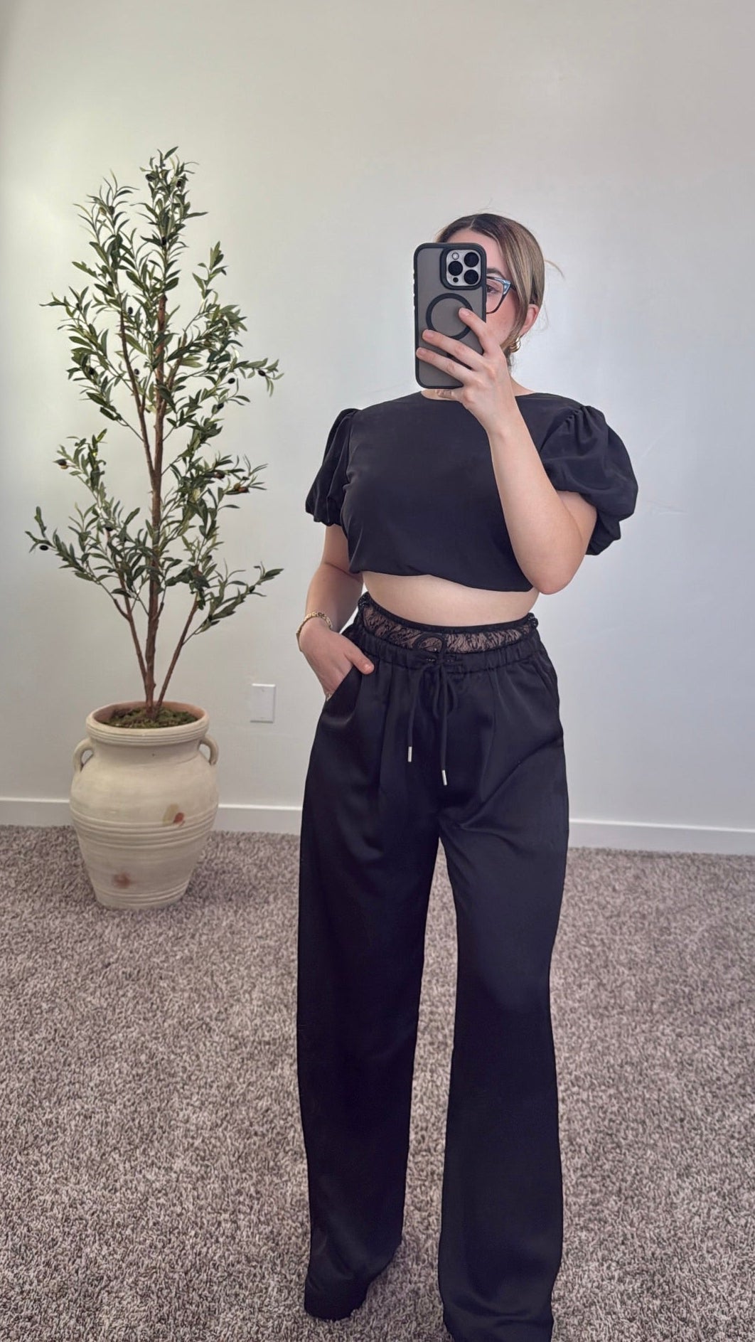 Lace Satin Pants