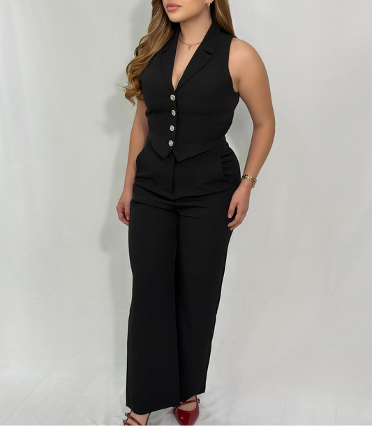 Classy Vest Set Black