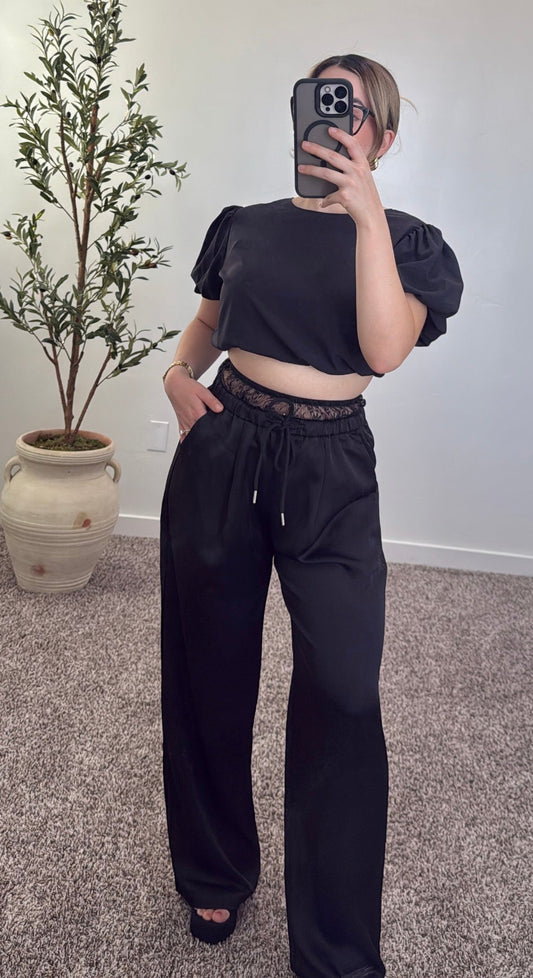 Lace Satin Pants