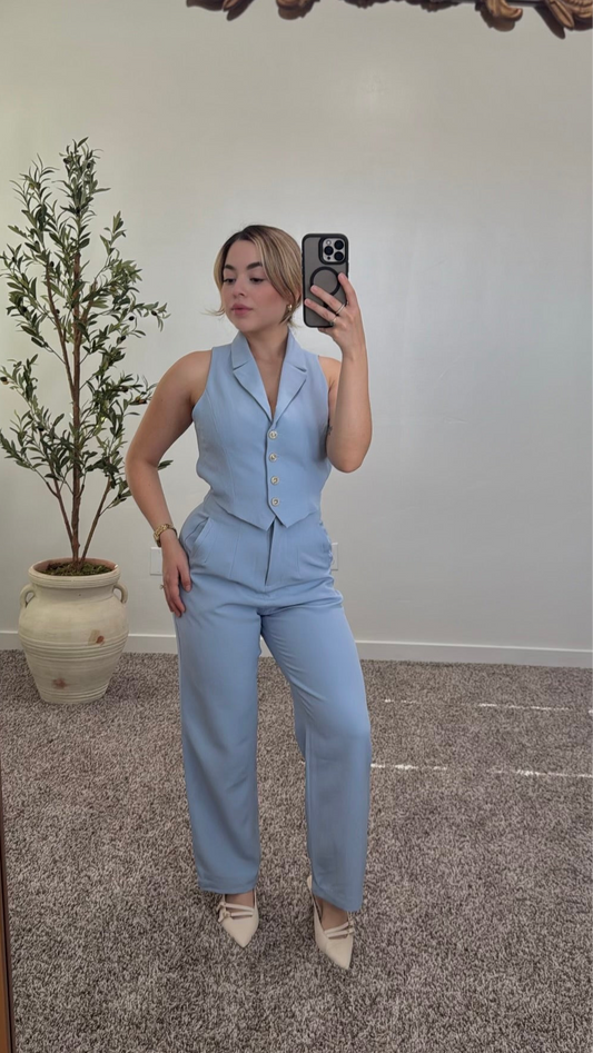 Classy Vest Set Blue