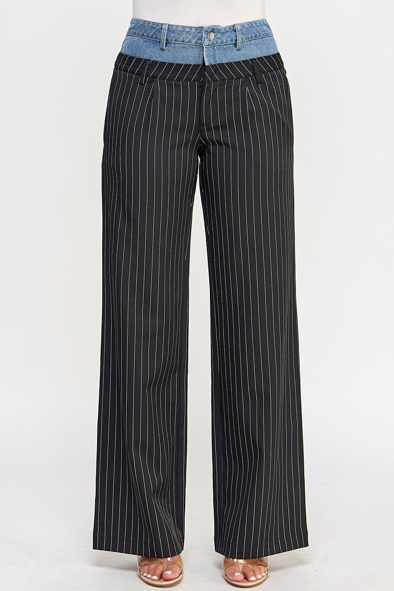 Black Double Waist Pants