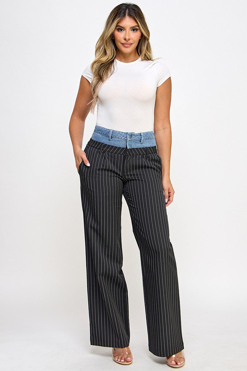 Black Double Waist Pants