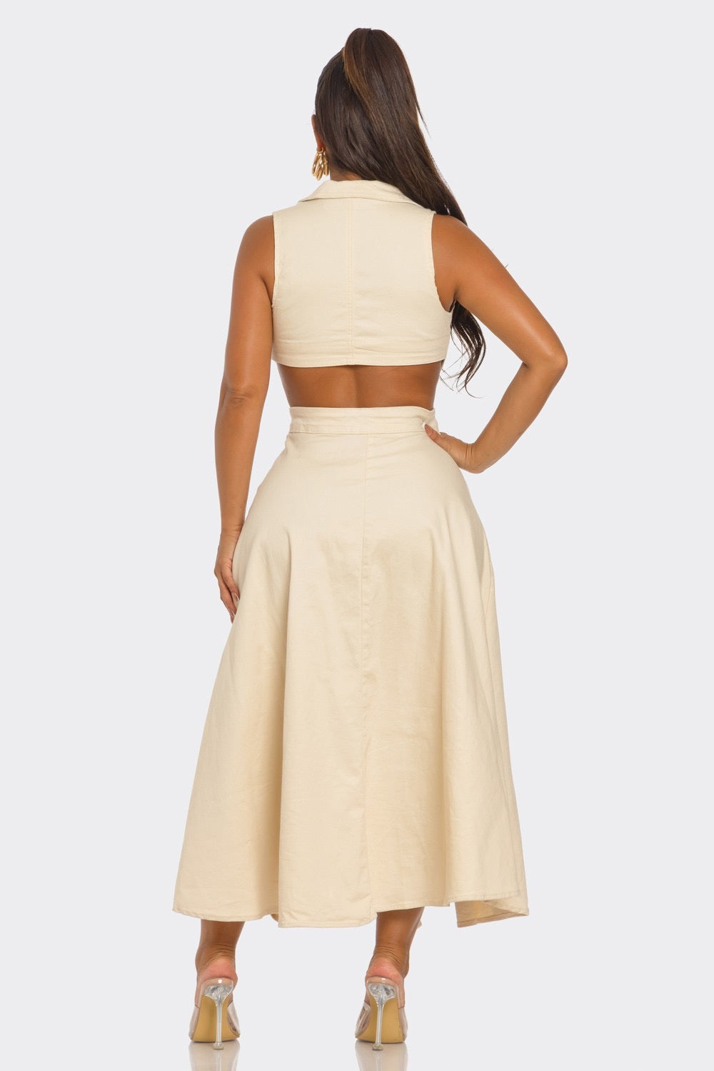 Beige Open Maxi Dress