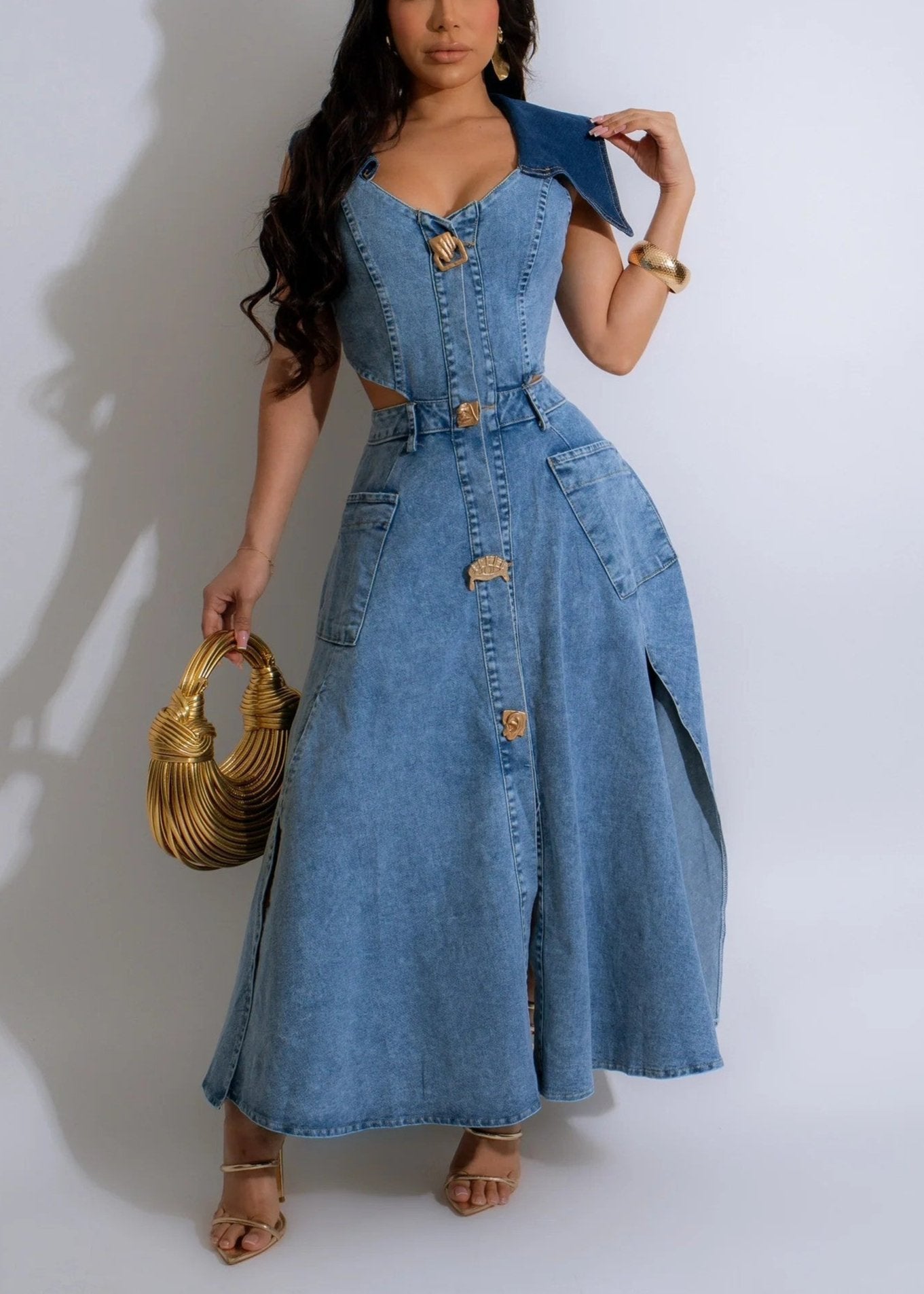 Denim Block Dress