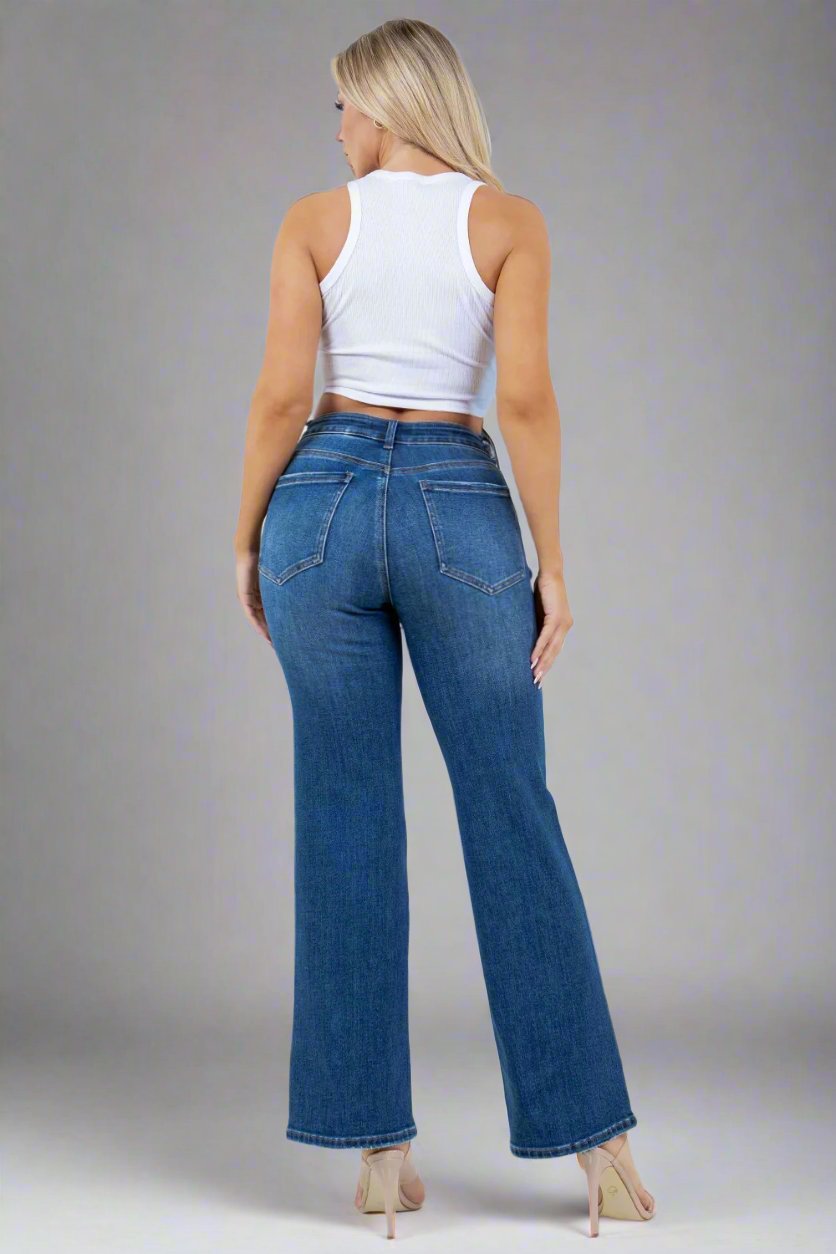 Rhinestone Split Straight Jeans